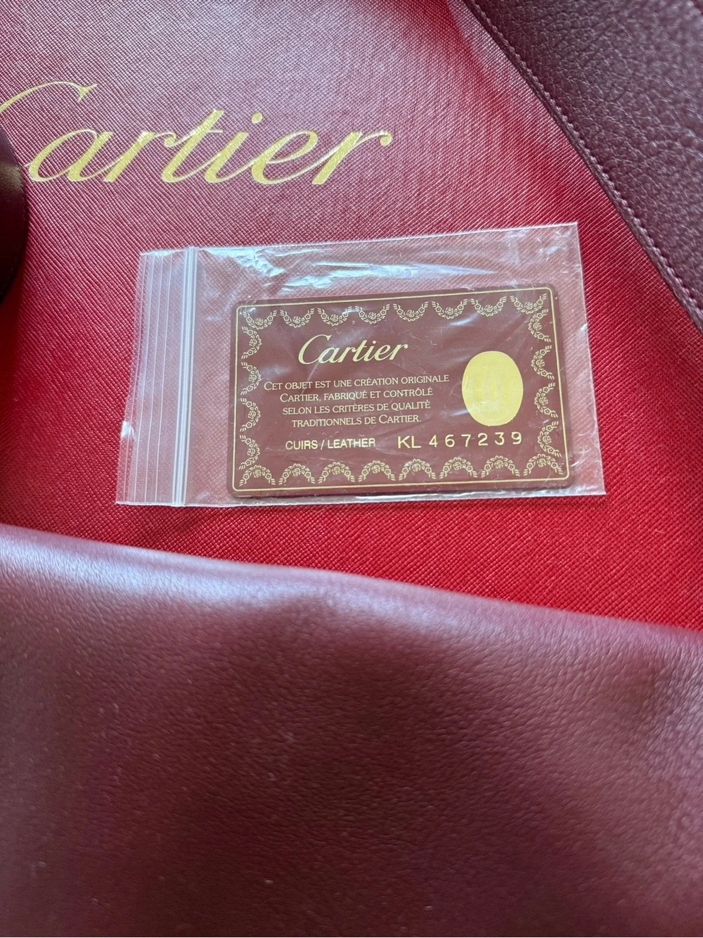 Cartier Maroon Leather Shoulder Bag with Gold-Tone Hardware